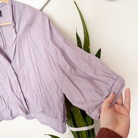 Out From Under Vera Button-Down Sleep Shirt Lavender Cotton Boxy Fit Size S - Picture 5 of 7